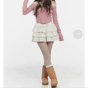 Cream Ruffle Tiered Skirt